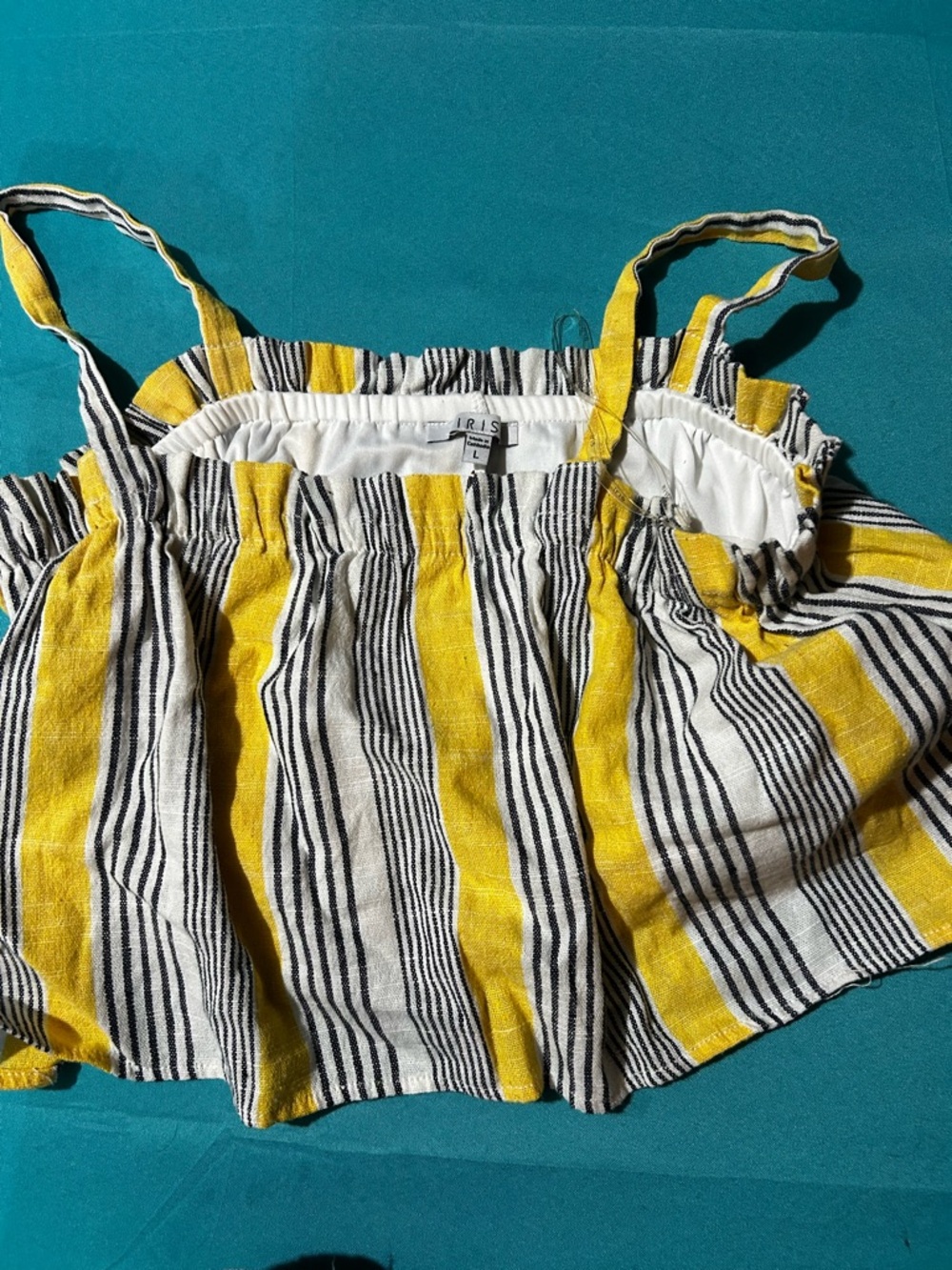 iris cropTop with yellow/bluePinstripe